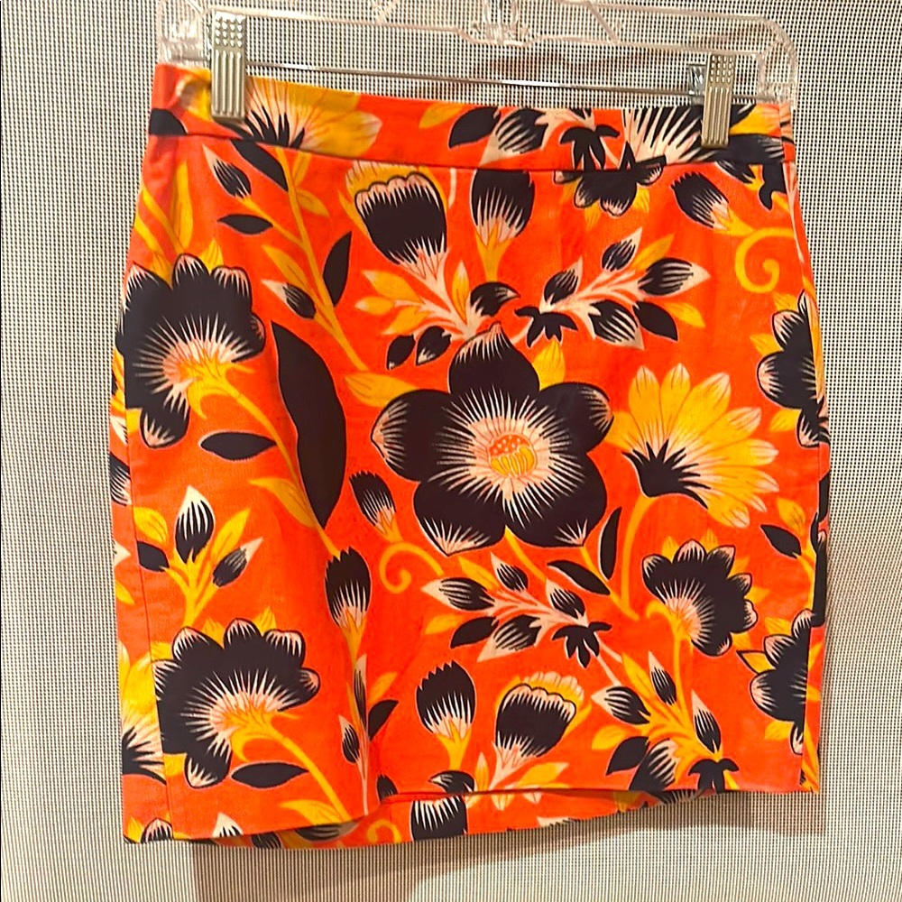 J. Crew Floral Mini Skirt - Orange and Black